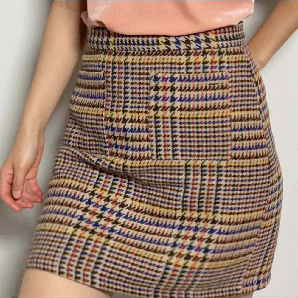 ModCloth Informed Ensemble Skirt Beige Brown Houndstooth Size M